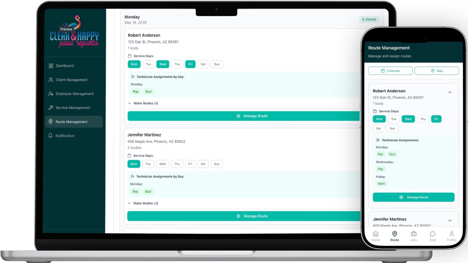 Clear & Happy Pool Reports app screenshot